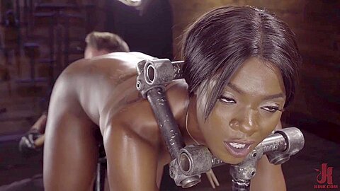 Watch Black Slave Girl Tied Up For White Master Ebony